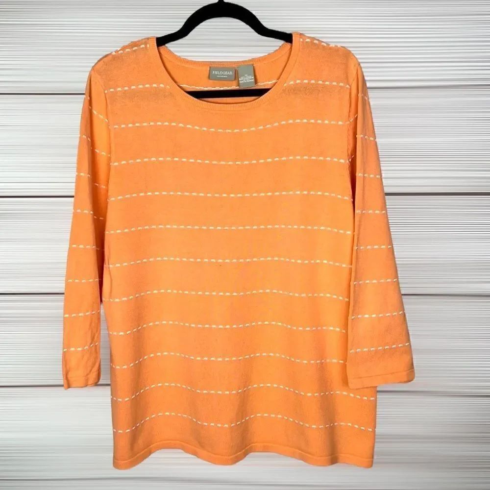 Field Gear Cotton Orange Sweater Top 3/4 Sleeves